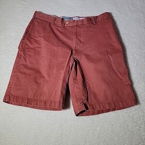 Peter Millar Shorts Mens 36 Chino Khaki Hiking Flat Front 9" Inseam Salmon